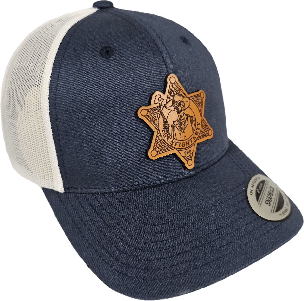 GunFighterTV Adult Retro Trucker Cap Navy Blue / White