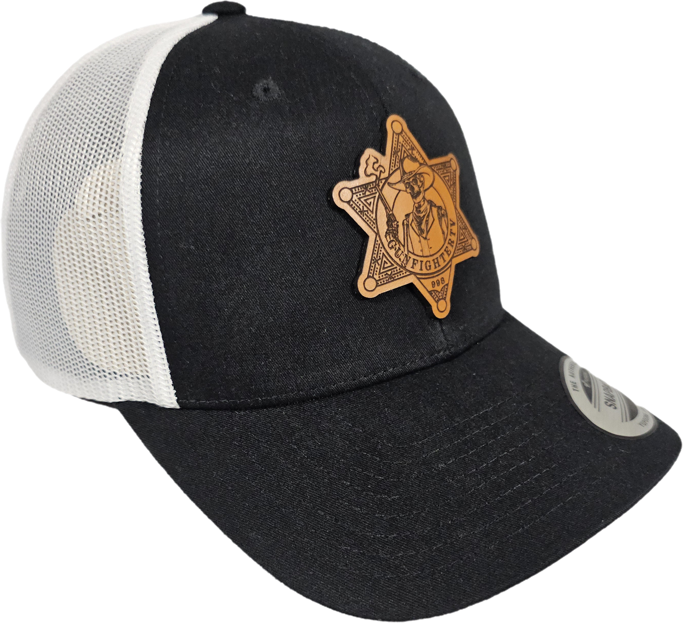 GunFighterTV Adult Retro Trucker Cap Black / White Mesh