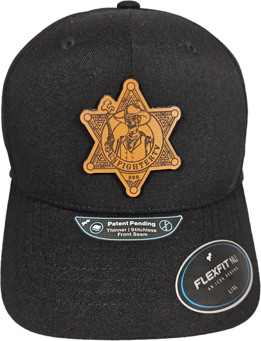 GunFighterTV Flexfit Adult NU Cap with Black Leather Logo